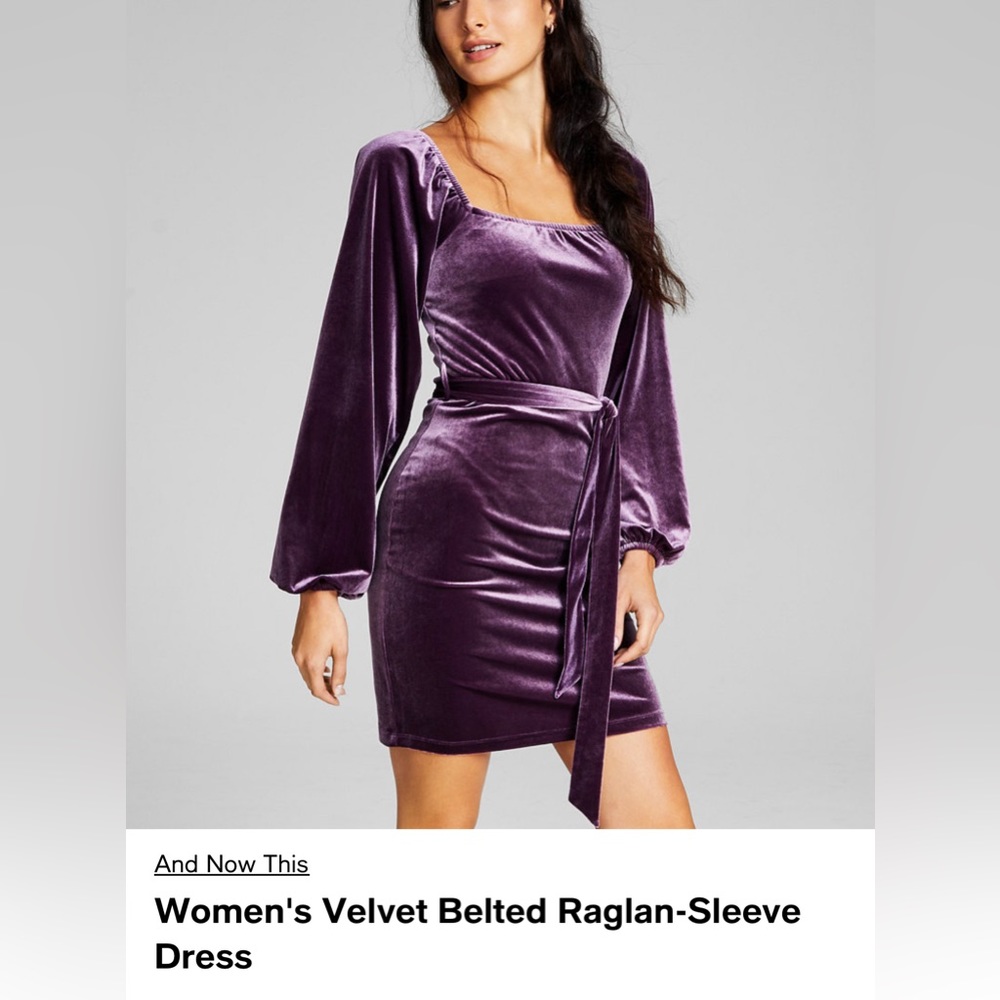 And Now This
Women's Velvet Belted Raglan-Sleeve Dress New